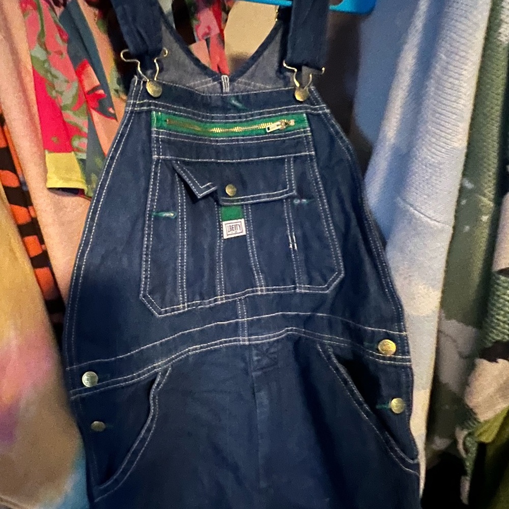 Liberty Denim Overalls with Green Details